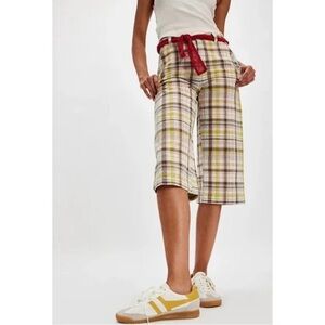Free People Bay Course Straight Cropped Pants in plaid  size 10